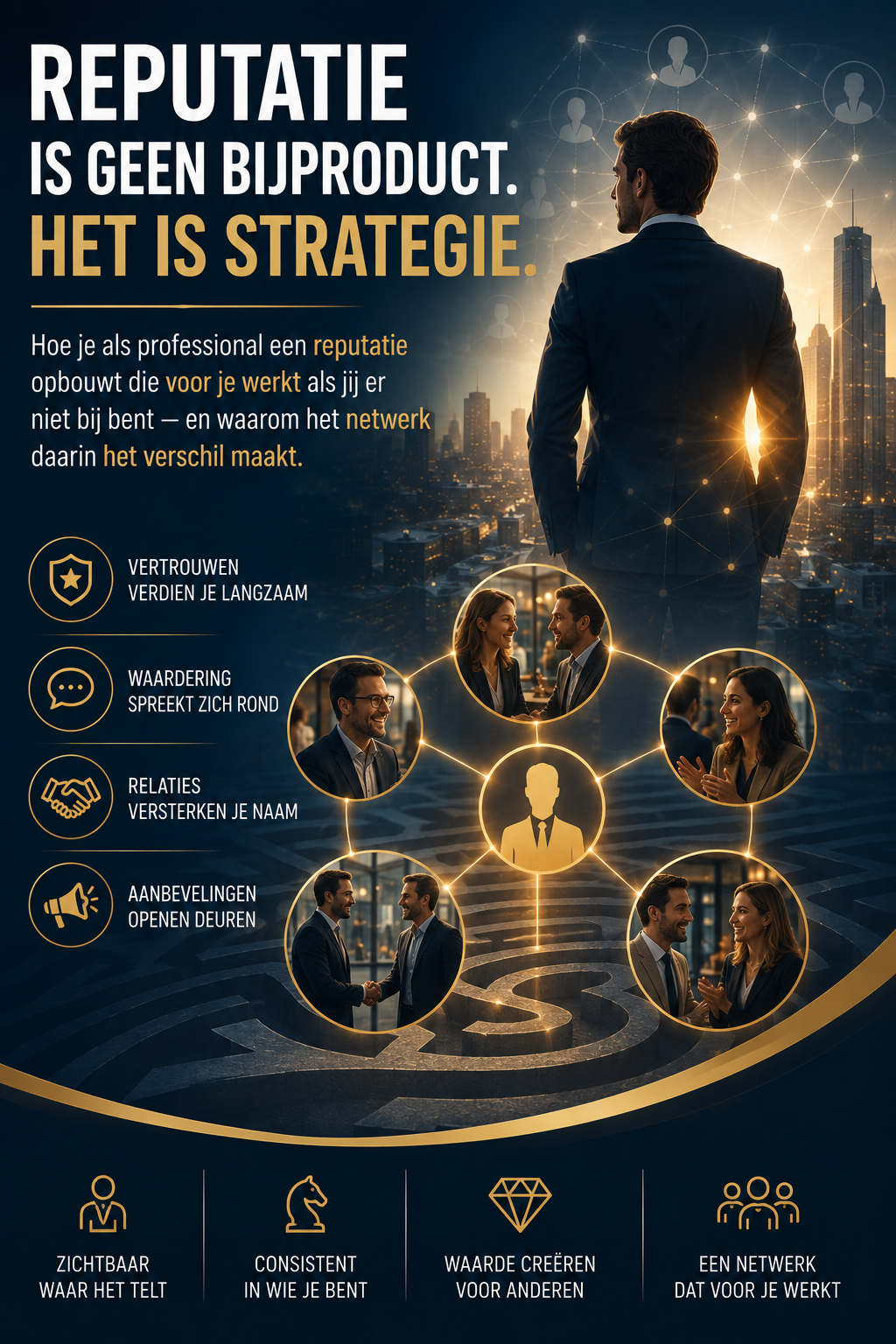 Twee professionals die elkaar hartelijk de hand schudden op een netwerkevent